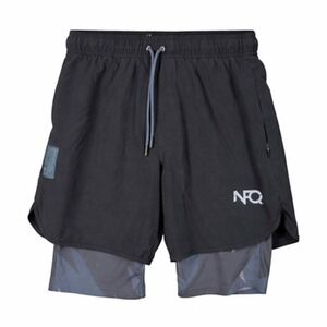 NFQ Shorts Mens Medium Black Lined 8 Inch Running Training Gym Zip Pockets